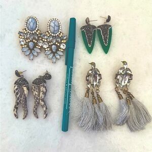HOLIDAY Earrings Bundle!✨Tassel-Gray-Green-Crystal-White-Pierced-Large-Snakeskin